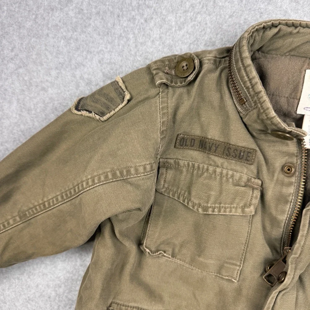 Vintage Old Navy Jacket Toddler 3T Olive Green Military Surplus Utility Coat Y2K